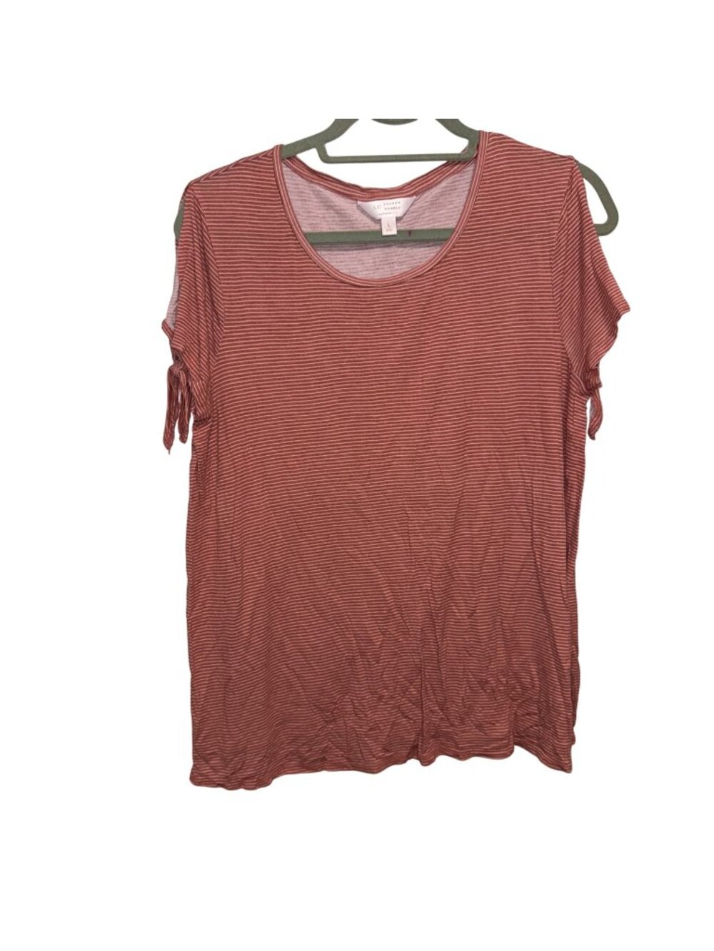 Lauren Conrad Maternity Striped Red & White Tie-Sleeve Top Size L